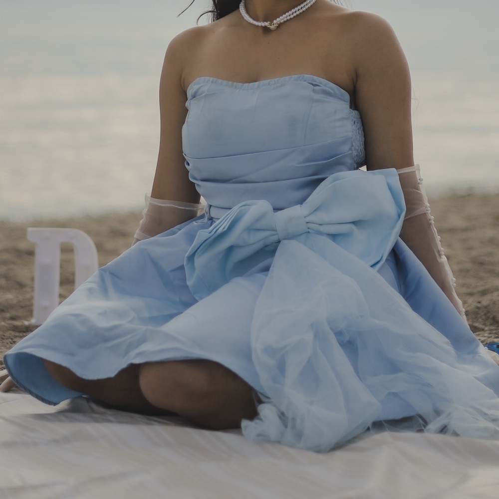 Strapless Light Blue Dress